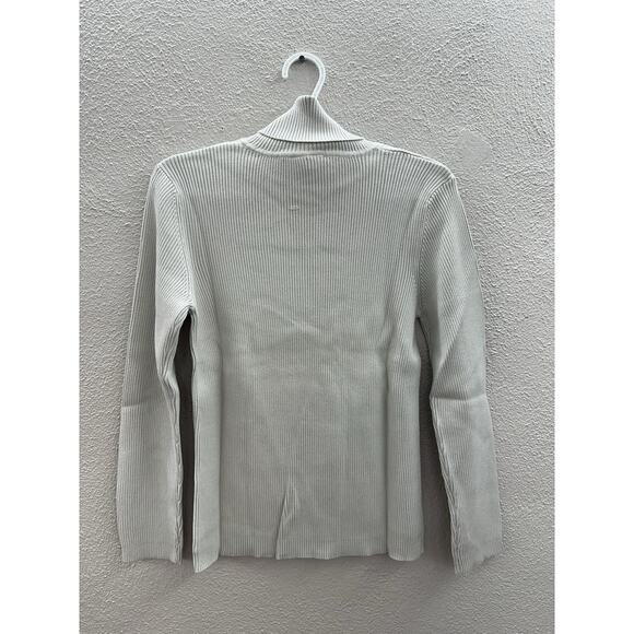 Orvis Womens Sweater Size Medium Gray Ribbed Knit Turtleneck Long Sleeve - Picture 6 of 11